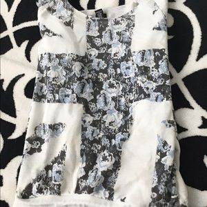 Blue and black floral cross shirt